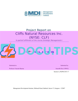 Cliffs Natural Resources Strategy