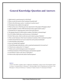 General Knowledge Question and Answers
