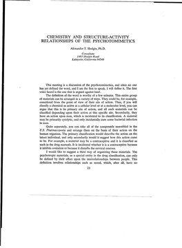 Chemistry and Structure-Activity Relationships of the Psychotomimetics