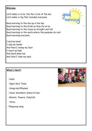 Songs We Sing at Playgroup