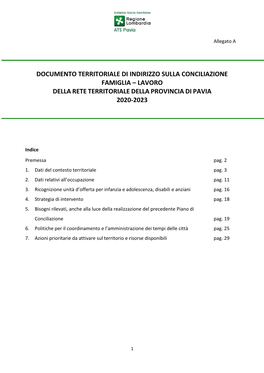 Lavoro Della Rete Territoriale Della Provincia Di Pavia 2020-2023