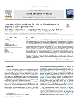 Intense Pulsed Light Unprinting for Reducing Life-Cycle Stages in Recycling of Coated Printing Paper