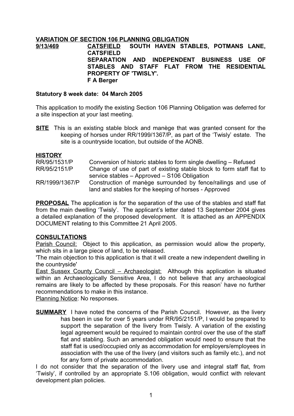 Variation Of Section 106 Planning Obligation