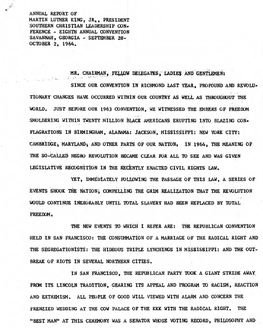 SCLC Annual Report by Dr. King, Fall, 1964