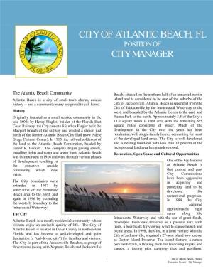 City of Atlantic Beach, Fl Position of City Manager