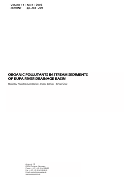 Organic Pollutants in Stream Sediments of Kupa River Drainage Basin