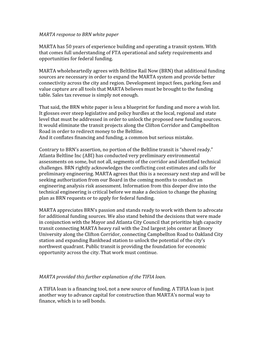 MARTA Response to BRN White Paper MARTA Has 50 Years of Experience