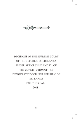Decisions of the Supreme Court on Parliamentary Bills (2018)