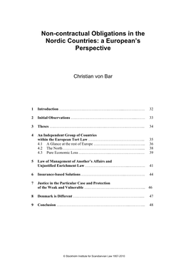 Non-Contractual Obligations in the Nordic Countries: a European’S Perspective