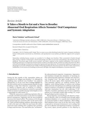 Abnormal Oral Respiration Affects Neonates' Oral Competence