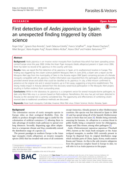 First Detection of Aedes Japonicus in Spain