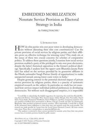EMBEDDED MOBILIZATION Nonstate Service Provision As Electoral Strategy in India