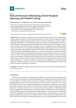 Helical Structures Mimicking Chiral Seedpod Opening and Tendril Coiling