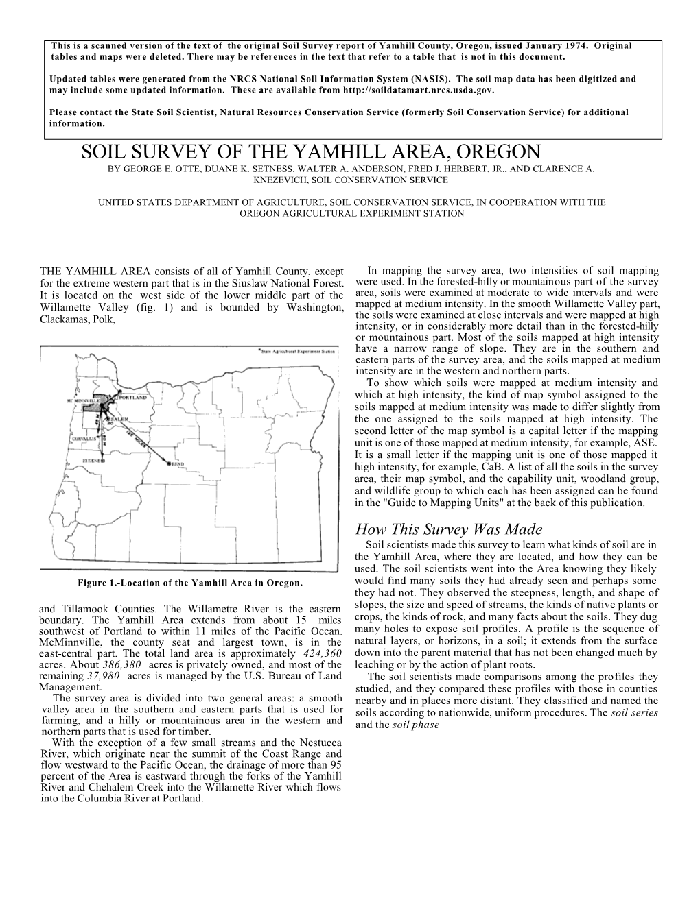 Soil Survey of the Yamhill Area, Oregon by George E
