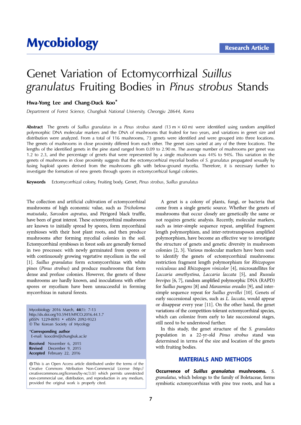 Mycobiology Research Article