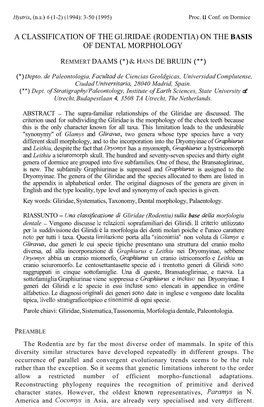 A Classification of the Glirtdae (Rodentia) on the Basis of Dental Morphology