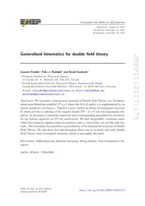 Generalised Kinematics for Double Field Theory