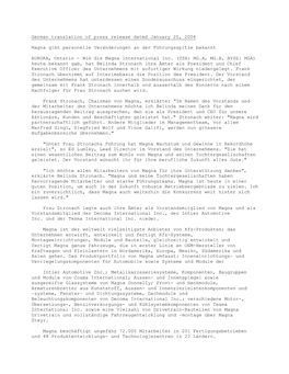 German Translation of Press Release Dated January 20, 2004 Magna Gibt
