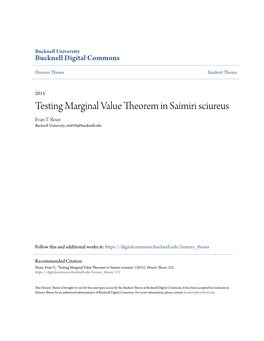Testing Marginal Value Theorem in Saimiri Sciureus Evan T