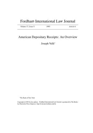 American Depositary Receipts: an Overview