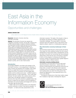 East Asia in the Information Economy Opportunities and Challenges
