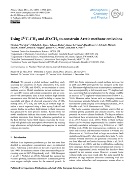 Using Δ13c-CH4 and Δd-CH 4 to Constrain Arctic Methane Emissions