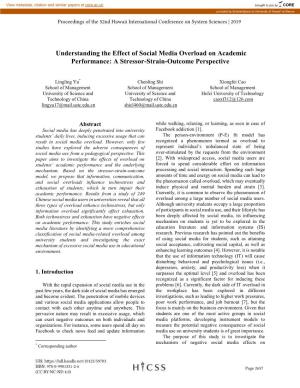 Understanding the Effect of Social Media Overload on Academic Performance: a Stressor-Strain-Outcome Perspective