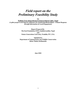 Field Report on the Preliminary Feasibility Study