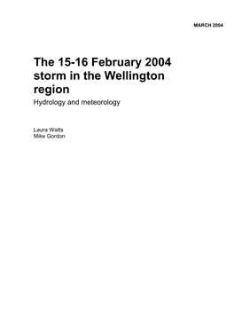 The 15-16 February 2004 Storm in the Wellington Region Hydrology and Meteorology