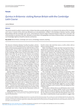 Quintus in Britannia: Visiting Roman Britain with the Cambridge Latin Course