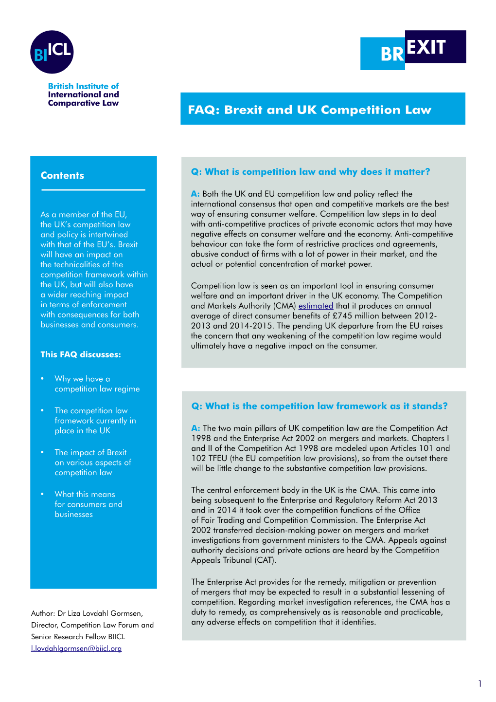 FAQ: Brexit and UK Competition Law