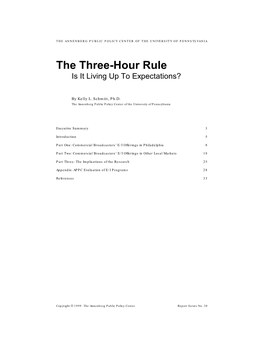 The Three-Hour Rule: Is It Living up to Expectations?