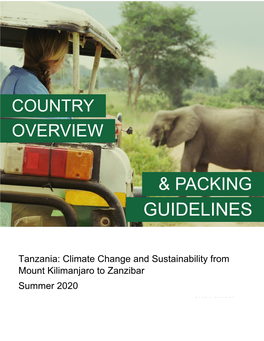 Tanzania: Climate Change and Sustainability from Mount Kilimanjaro to Zanzibar Summer 2020