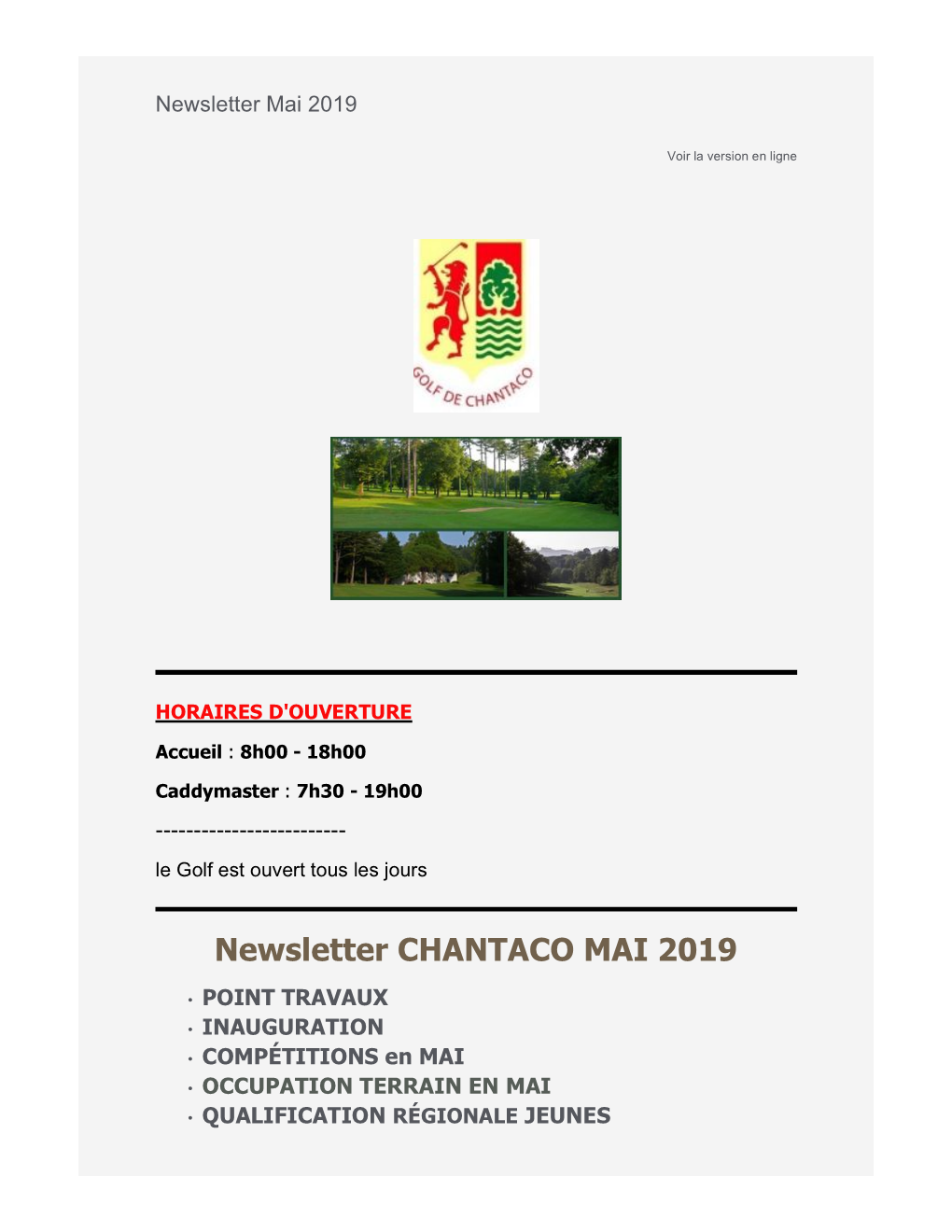 Newsletter CHANTACO MAI 2019