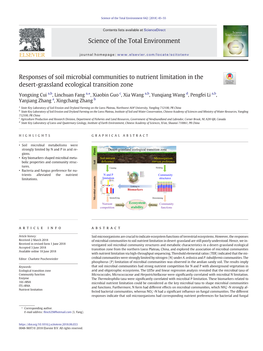 Responses of Soil Microbial Communities to Nutrient Limitation in the Desert-Grassland Ecological Transition Zone