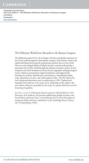 The Hellenistic World from Alexander to the Roman Conquest 2Nd Edition Frontmatter More Information