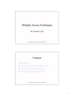 Multiple Access Techniques Content