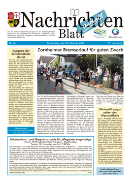 Nachrichtenblatt Nr. 44 Vom 29. Oktober 2020