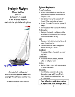 Boating in Mashpee Rules and Regulations