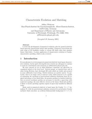 Characteristic Evolution and Matching