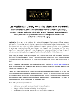 LBJ Presidential Library Hosts the Vietnam War Summit