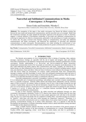Nonverbal and Subliminal Communications in Media Convergence: a Perspective