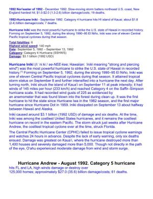Hurricane Andrew, the Costliest Tropical Cyclone Ever at the Time, Struck Florida
