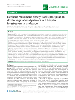 Elephant Movement Closely Tracks Precipitation-Driven Vegetation