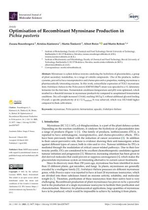 Optimisation of Recombinant Myrosinase Production in Pichia Pastoris