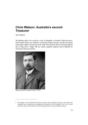 Chris Watson: Australia’S Second Treasurer