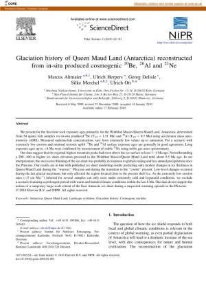 Glaciation History of Queen Maud Land (Antarctica) Reconstructed from In-Situ Produced Cosmogenic 10Be, 26Al and 21Ne