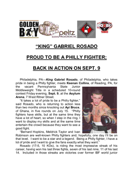 “King” Gabriel Rosado Proud to Be a Philly Fighter