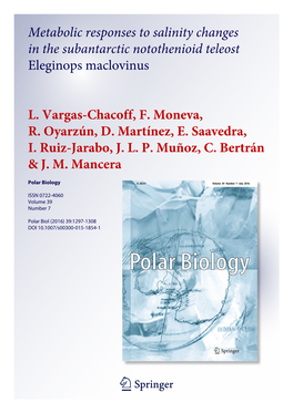 Metabolic Responses to Salinity Changes in the Subantarctic Notothenioid Teleost Eleginops Maclovinus
