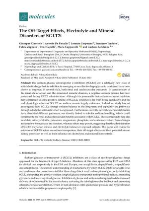 The Off-Target Effects, Electrolyte and Mineral Disorders of Sglt2i